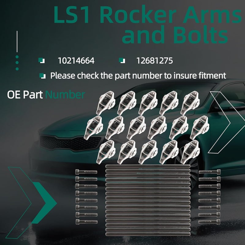 Riyhch LS1 Rocker Arms and Bolts with Trunion Kit Fit for LS2 LS6 LQ4 LQ9 LY5 LY6 LM7 4.8 5.3 5.7 6.0 L Engine Replace 10214664 12681275 - Image 3